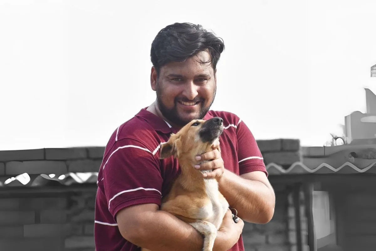 A rescued dog safe and happy after recovery